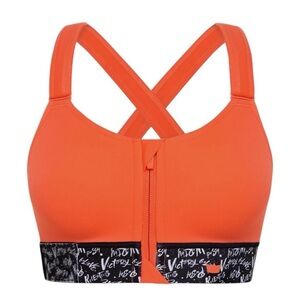 Shefit Flex Orange Zip Front Medium Impact Sports Bra Women’s Activewear 6 Luxe